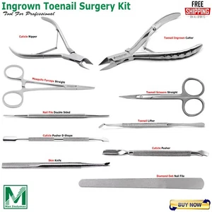 10Pcs Chiropody Ingrown Toenail Surgery Toenail Care Podiatrist Instruments Kit - Picture 1 of 11