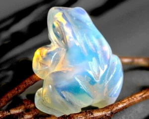Opalite Frog Figurine Stone Carving - Picture 1 of 10