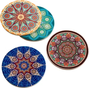 Coasters for Drinks Absorbent 4 Pack Ceramic Coasters Set,4" Stoneware  - Picture 1 of 12