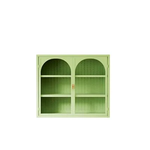 27.56"Glass Doors Modern Two-door Wall Cabinet with Featuring Three-tier Storage - Picture 1 of 36