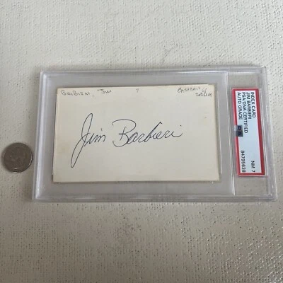 Jim Barbieri Signed Index Card 3x5 PSA Slabbed Graded NM 7 Los Angeles Dodgers - Image 1 of 2