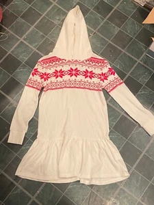 Polo Ralph Lauren Girl's Dress M 8/10 White Waffle Knit Hooded *Pre-Owned* b2 - Picture 1 of 6