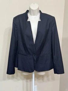 Worthington Women’s Dark Blue Doted One Button High Neck Long Sleeve Blazer 16 - Picture 1 of 9