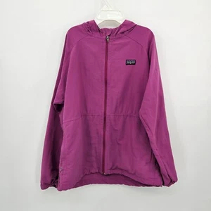 Patagonia Baggies Windbreaker Jacket Girls Size Medium Purple Hooded Full Zip - Picture 1 of 21