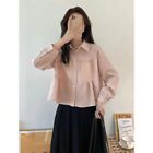 Casual Women's Blouse Tops Sweet Ladies Tops Pleated Button Down Shirts