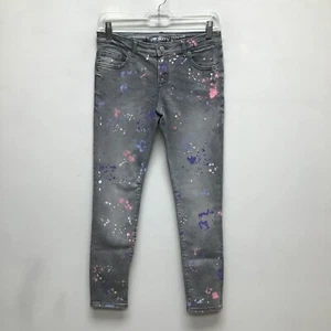Gymboree Girls Gray Denim Splatter Paint Adjustable Waist Super Skinny Jeans 12 - Picture 1 of 6