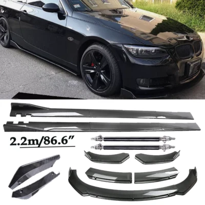 Carbon Fiber Front Bumper Lip Spoiler & Side Skirt For BMW 1-6 Series Body Kits - Image 1 of 4