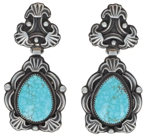 High Grade Natural #8 Turquoise Earrings - Picture 1 of 2
