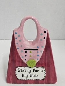 Saving for a Big Sale ceramic purse bank multicolor unbranded 7" x 5" x 2" - Picture 1 of 9