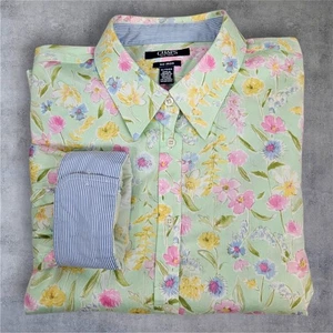 Camicia Chaps floreale con bottoni polsino infradito donna XL primavera non ferro cottage O19 - Foto 1 di 8