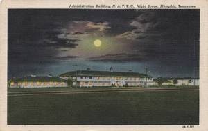MEMPHIS TN ADMIN BLDG NATTC AT NIGHT 1948 VINTAGE LINEN POSTCARD 080325 U - Picture 1 of 2