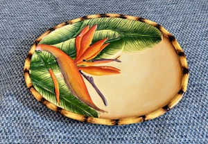 Pacific Rim Exclusive Handpainted "Bird of Paradise" Serving Platter 10" - Picture 1 of 10