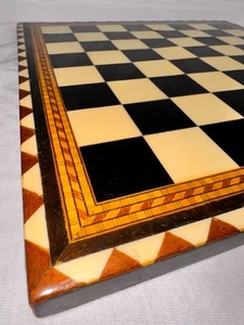 Vintage Holz Schach Schachbrett Handarbeit Intarsien Design 12"x12" Quadrat - Bild 1 von 7