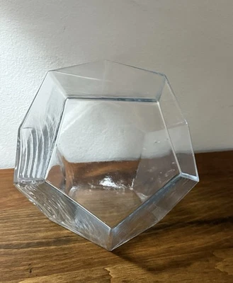 6" Clear Glass Geometric Terrarium Bowl Planter Vase - Image 1 of 4