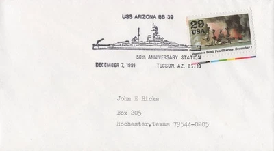 USS Arizona 50th Anniversary Station, Tucson AZ Zayix Stamps 0325M0364 - Image 1 of 2