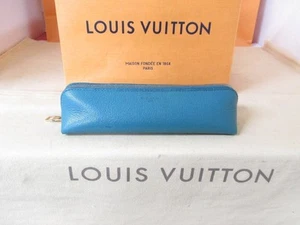 Authentic Louis Vuitton Truth Elisabeth Pen Case Nomad Pouch Color Blue Leather - Picture 1 of 10