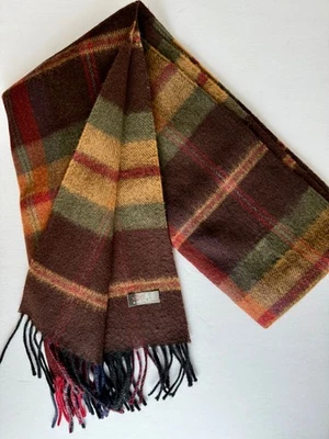 Plaid 100% Wool C TK-1850 Muffler Japan Winter Scarf  12" x 54" ~lovely~ - image 1 of 4