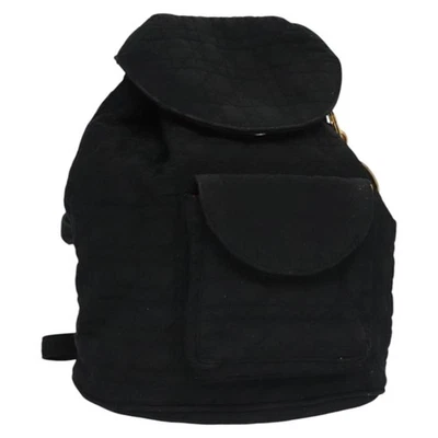 Christian Dior Lady Dior Backpack Nylon Black Gold Auth 113919 - Image 1 of 4