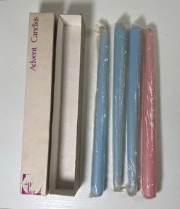 Set Candele Avvento Will & Baumer Vintage per Chiesa 12" Blu Rosa in confezione originale - Foto 1 di 9