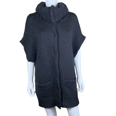 Suéter Cárdigan Negro French Connection Grueso De Gran Tamaño A Presión Delantero M/L Usado en Excelente Condición Foto 1 de 4