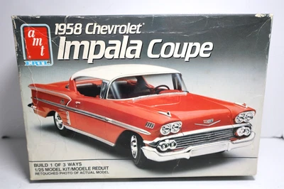 Vintage AMT 1958 Chevrolet Impala Coupe 348 V8 1/25 Model Kit MIB Complete - Image 1 of 4