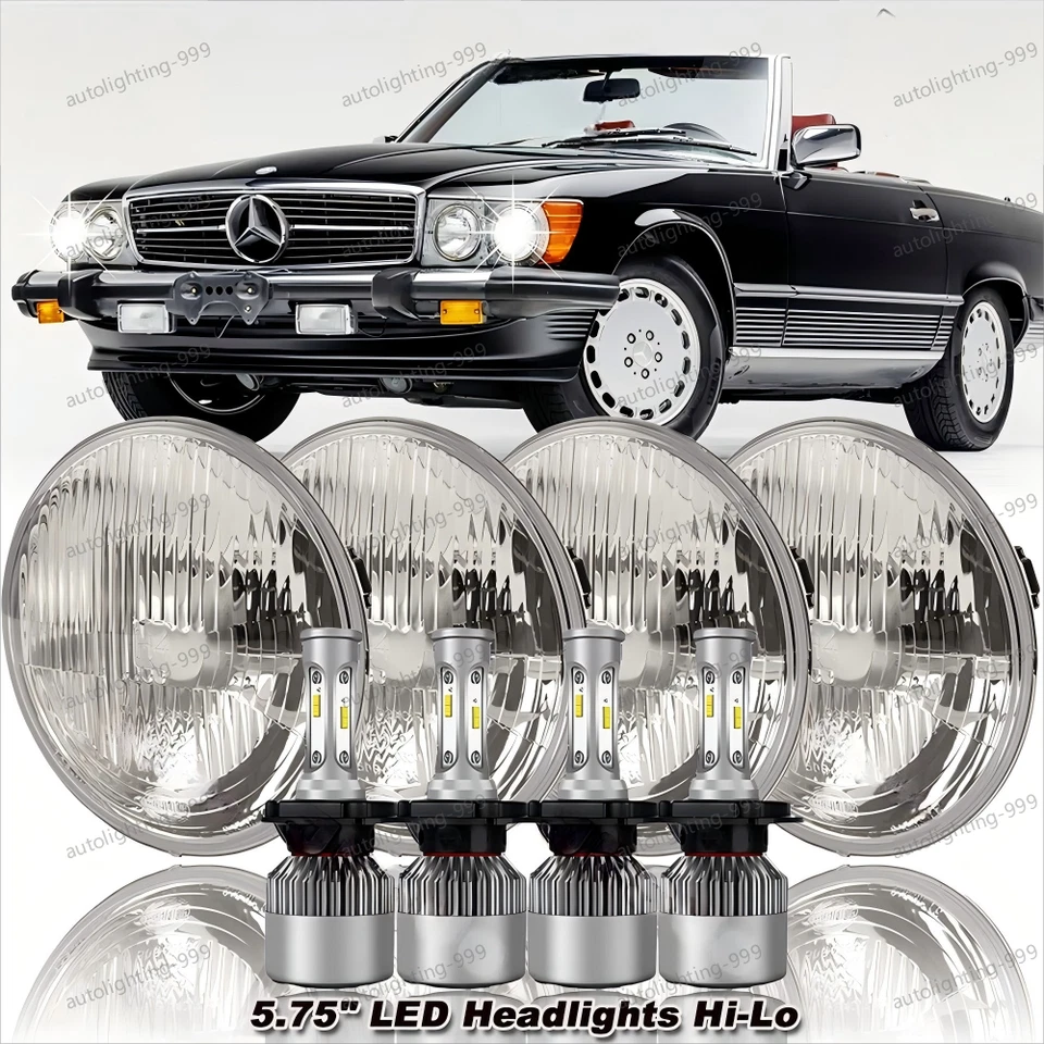 Faros LED redondos de haz alto bajo de 5,75" para Mercedes-Benz 380SL 450SL 560SL 4 piezas Foto 1 de 4