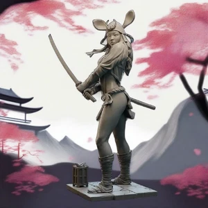 1/24 75mm Resin Model Kit Asian Beautiful Girl Samurai Fantasy Unpainted - Picture 1 of 5