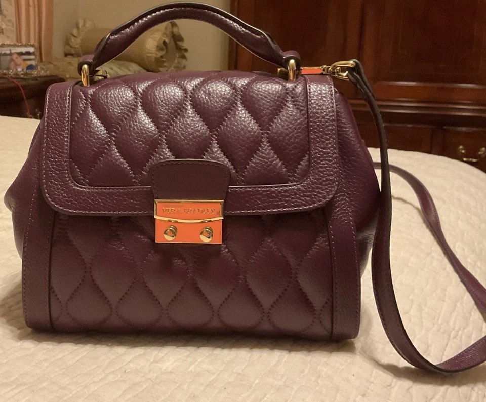Vera Bradley Quilted Leather Mini Stella Satchel Bag in Aubergine - Image 1 of 4