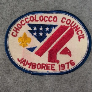 Choccolocco Council Jamboree 1976 Boy Scout parche bordado bandera de EE. UU. águila - Imagen 1 de 3