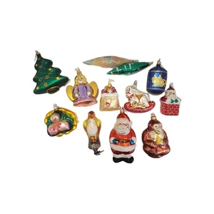 Vintage Polen handbemalter großer Weihnachtsschmuck 12 Lot Weihnachtsmann Engel Baum Vogel - Bild 1 von 12