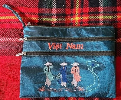 Bolso de Maquillaje Vietnam Bordado con Cremallera ¡NUEVO! AZUL VIETNAM VINTAGE Foto 1 de 2