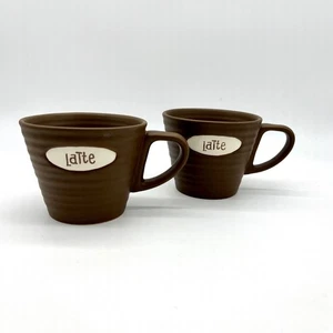 2007 Starbucks Kaffeebecher Latte 2er Set braun gerippt 9 fl oz - Bild 1 von 7