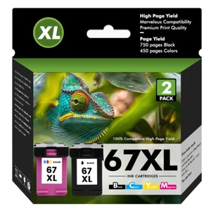 67XL Tintenpatrone für HP Deskjet 2700 2752 2755 4155 Envy 6000 6452e Drucker - Bild 1 von 10