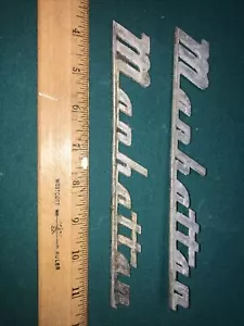 Pair Of Vintage OEM Kaiser? Frazer? Manhattan Front Fender Script Badge Emblem - Picture 1 of 4