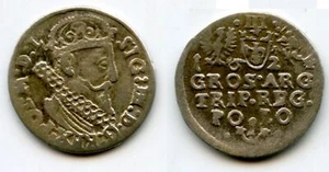 Schönes Silber 3-Groschen von Sigismund III. (1587-1632), 1624, polnische Königsausgabe, P - Bild 1 von 1
