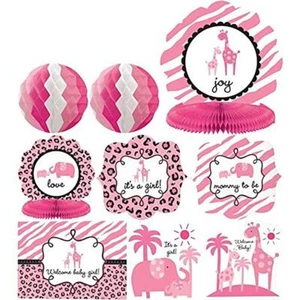 Sweet Wild Pink Safari Welcome Shower Baby Girl Room Decoration Kit 10 Piece - Picture 1 of 1