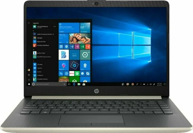 HP 14-cf0006dx 14 inch (128GB,Core i3 7th Gen.,2.4GHz,4GB) Notebook - Gold - 5VQ99UA