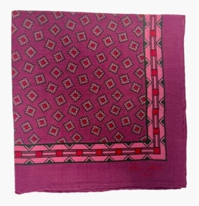 New CESARE ATTOLINI NAPOLI Maroon Box Silk Print Pocket Square D3 - Picture 1 of 2