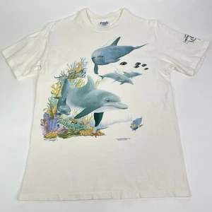 Vintage Dolphin T-Shirt 90s Legend Outfitters Hanes Size M Single Stitch - Picture 1 of 10