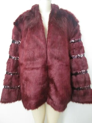 Abrigo Joan Boyce Piel Sintética Borgoña Lentejuelas Adornado Talla L Nuevo con Etiquetas Foto 1 de 4