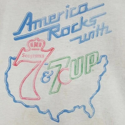 Camiseta De Colección Años 80 Seagrams 7 Up Timbre L Gris America Rocks 50/50 Whisky Soda Pop Foto 1 de 4