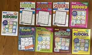 Lot 9 SUDOKU Puzzle Books / Magazines Dell Blue Ribbon Easy to Hard 5 Levels - Picture 1 of 1