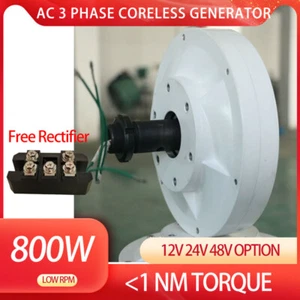 Alternador de CA generador de imán permanente trifásico POR baja velocidad 800W 12v 24v 48v - Imagen 1 de 19