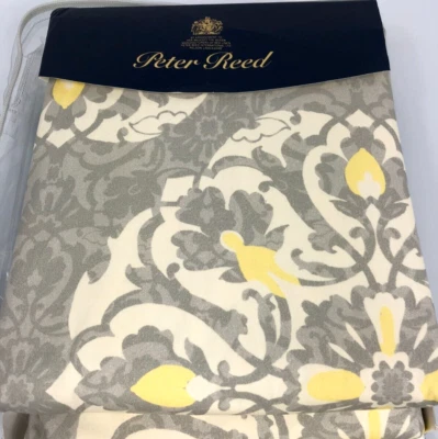 Peter Reed MEDALLION Queen 3 pc Duvet Cover Pillowcase Set Gray Yellow Percale - Image 1 of 4