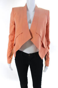 BCBGMAXAZRIA Women's Long Sleeve Open Front Cropped Blazer Orange Size XXS