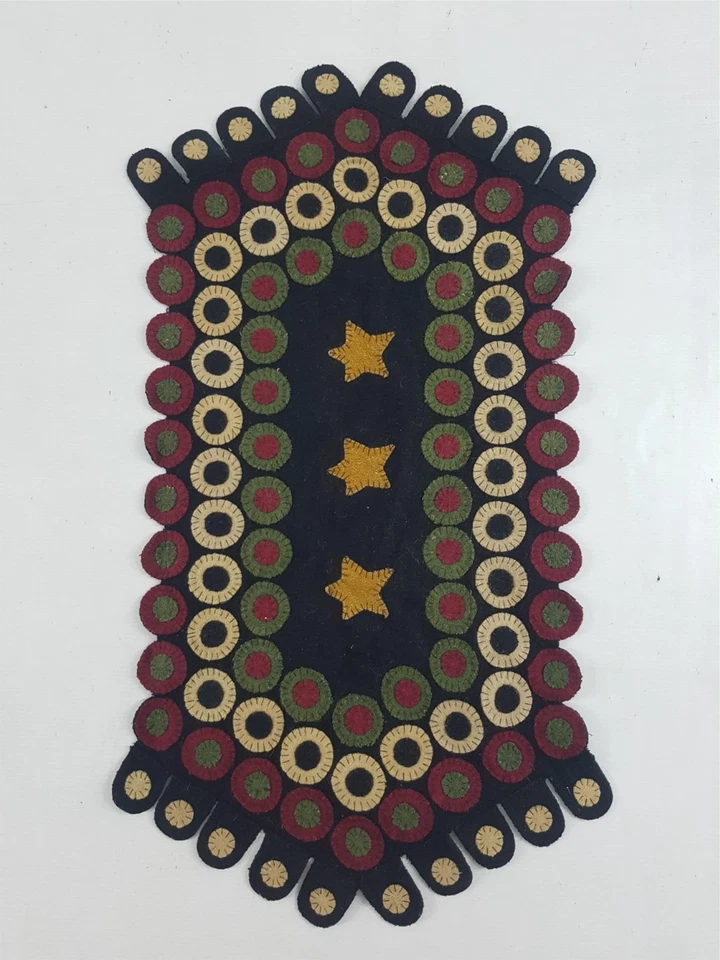 Vintage Beautiful Primitive Penny Rug Runner 32x16 inches - Image 1 of 4