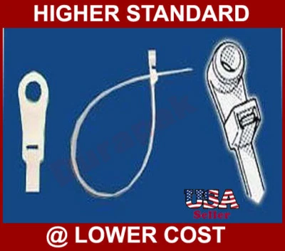 100 pk 15" Blanco Montable Cabeza Cable Tie 120 Lbs Nylon Foto 1 de 2