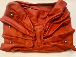 Renato Angi Vintage Red Italian Leather Bow Shoulder Bag - Picture 1 of 9