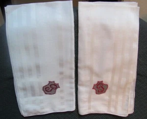 "Par de pañuelos vintage de algodón blanco fino con monograma T o J para hombre 22""" - Imagen 1 de 8