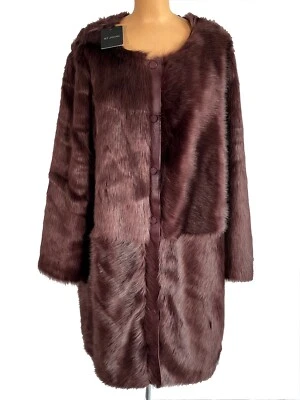 NWT ST. JOHN Knits Contrast Pattern Faux Fur Long Coat Jacket Blazer sz XL $1495 - Image 1 of 4